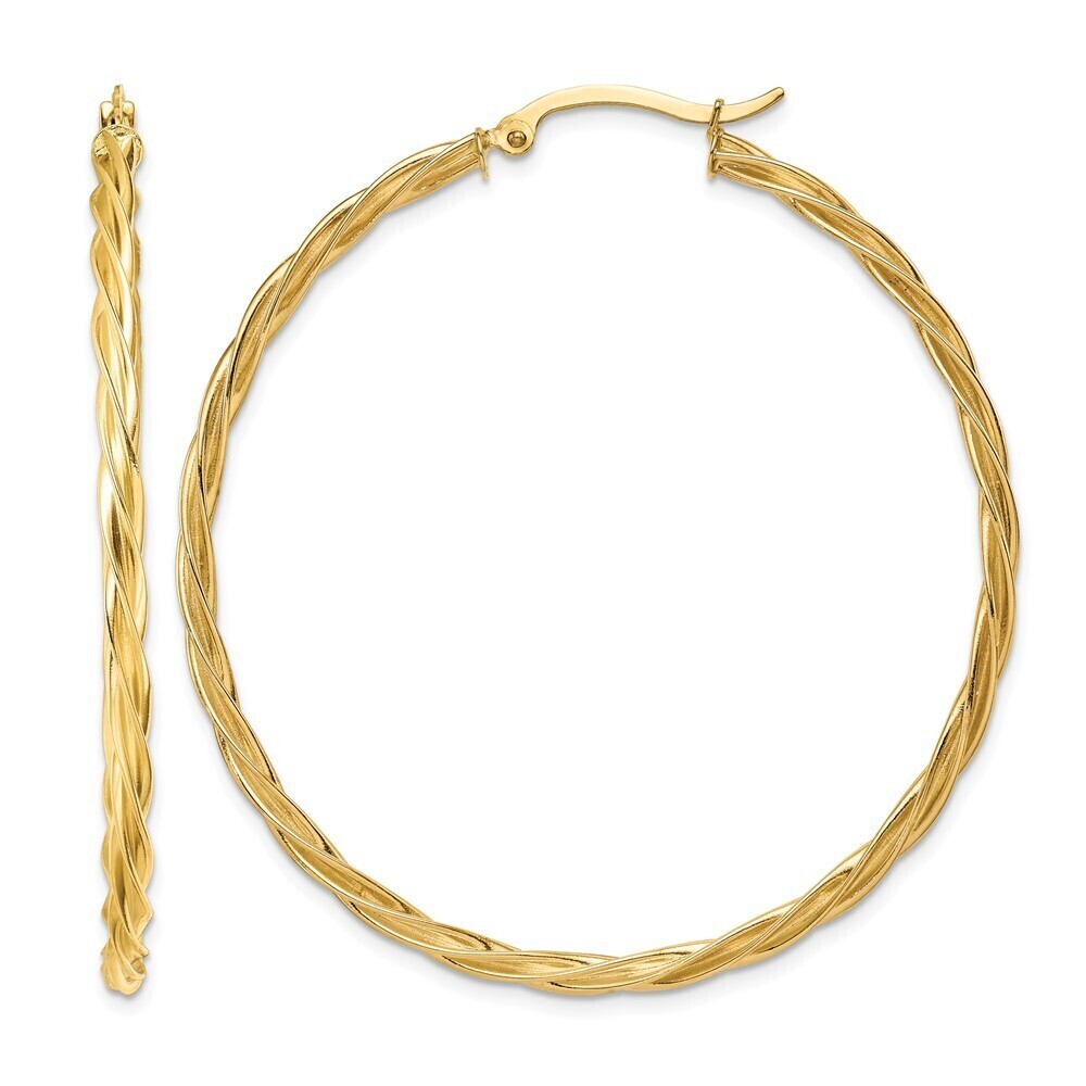 Kazi Luxury 14k Yellow Gold Polished 2.5mm Twisted Hoop Earrings